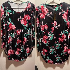{YIDARTON}NWT•ROSE PRINT MINI DRESS